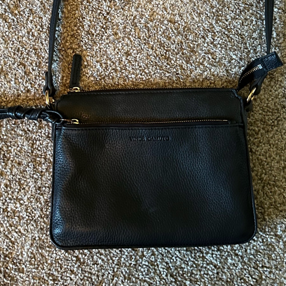 Vince Camuto Black Pebbled Leather Crossbody